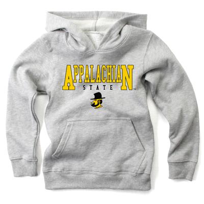 App State Wes and Willy Kids Stacked Logos Fleece Hoody