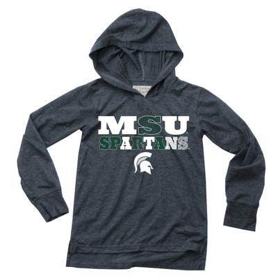 Michigan State Wes and Willy YOUTH Triblend Drop Tail Hoodie