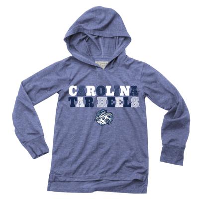 UNC Wes and Willy Kids Triblend Drop Tail Hoodie