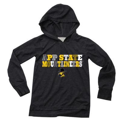 App State Wes and Willy Kids Triblend Drop Tail Hoodie