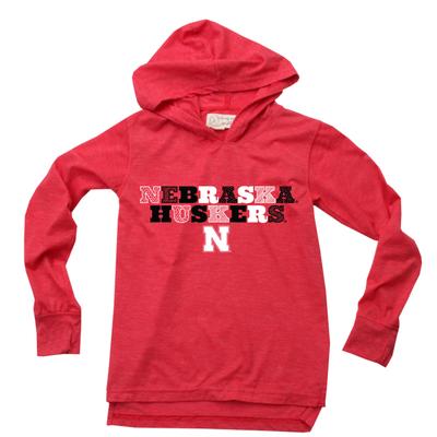 Nebraska Wes and Willy YOUTH Triblend Drop Tail Hoodie