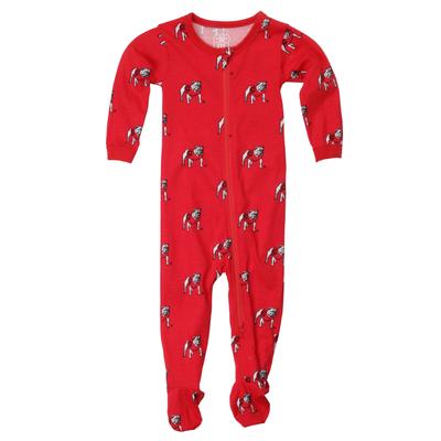 Georgia Wes and Willy Infant All Over Logo Zip Footie Pjs