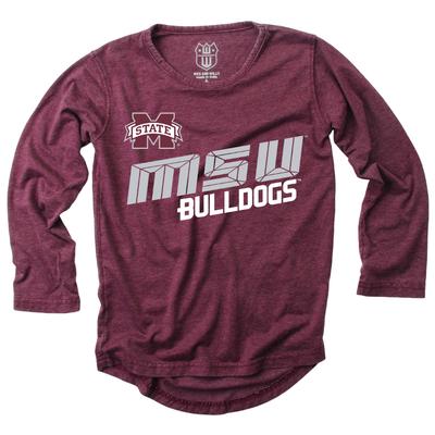 Mississippi State Wes and Willy Kids High-Lo Burn Out Tee