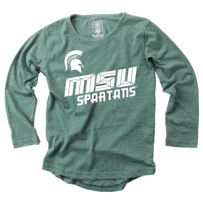 Michigan State Wes and Willy Kids High-Lo Burn Out Tee