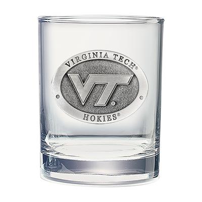 Virginia Tech Silver Label Rocks Glass