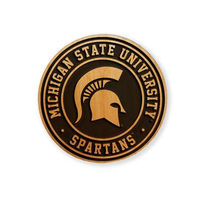 Michigan State Timeless Etchings Round Wood Etched Magnet