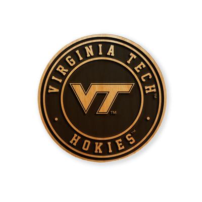 Virginia Tech Timeless Etchings Round Wood Etched Magnet