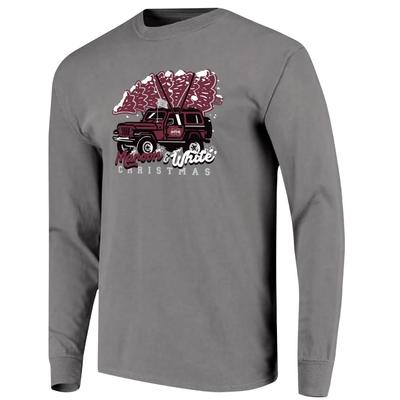 Mississippi State Bully Claus Jeep Long Sleeve Comfort Colors Tee
