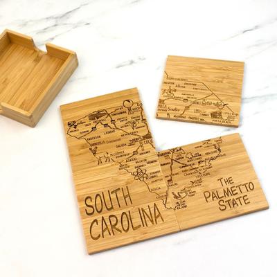 South Carolina 4-Piece State Bamboo Coaster Set