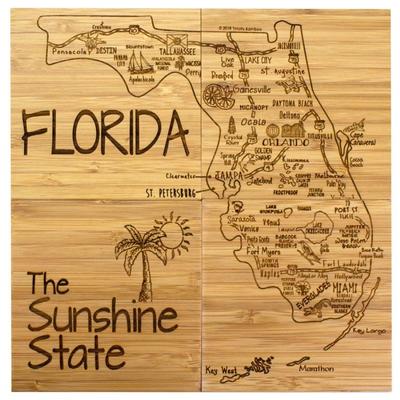 Florida 4-Piece State Bamboo Coaster Set