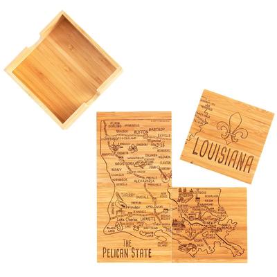 Louisiana 4-Piece State Bamboo Coaster Set