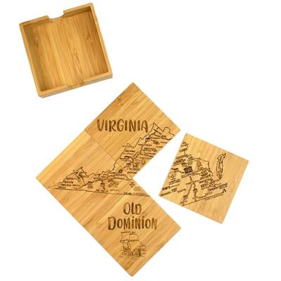 Virginia 4-Piece State Bamboo Coaster Set