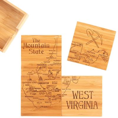 West Virginia 4-Piece State Bamboo Coaster Set