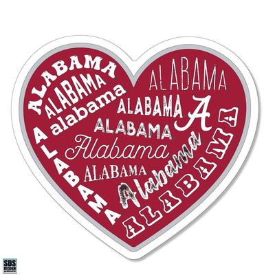 Alabama 3.25 Inch Type Fill Heart Rugged Sticker Decal