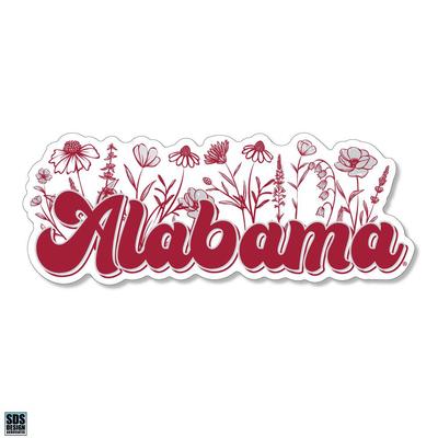 Alabama 3.25 Inch Wildflowers Script Rugged Sticker Decal