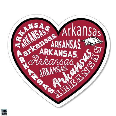 Arkansas 3.25 Inch Type Fill Heart Rugged Sticker Decal