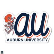  Auburn 3.25 Inch Flowers Script Rugged Sticker Decal