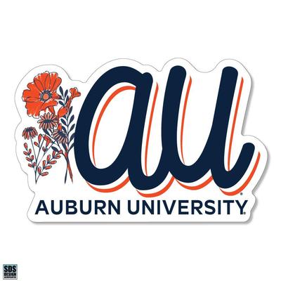 Auburn 3.25 Inch Flowers Script Rugged Sticker Decal