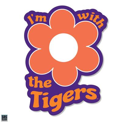 Clemson 3.25 Inch I'm with Flower Rugged Sticker Decal