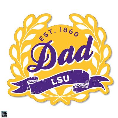 LSU 3.25 Inch Dad Leaves Rugged Sticker Decal