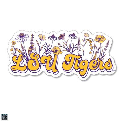 LSU 3.25 Inch Wildflowers Script Rugged Sticker Decal