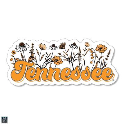 Tennessee 3.25 Inch Wildflowers Script Rugged Sticker Decal
