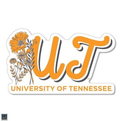Tennessee 3.25 Inch Flowers Script Rugged Sticker Decal