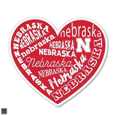Nebraska 3.25 Inch Type Fill Heart Rugged Sticker Decal