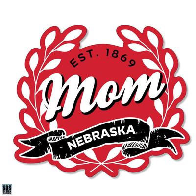 Nebraska 3.25 Inch Mom Leaves Rugged Sticker Decal