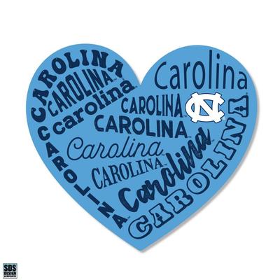 Carolina 3.25 Inch Type Fill Heart Rugged Sticker Decal