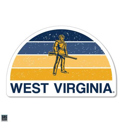 West Virginia 3.25 Inch Gradient Half Moon Rugged Sticker Decal