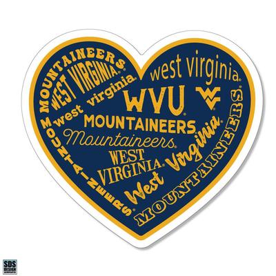 West Virginia 3.25 Inch Type Fill Heart Rugged Sticker Decal