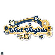  West Virginia 3.25 Inch Rainbow Flowers Rugged Sticker Decal