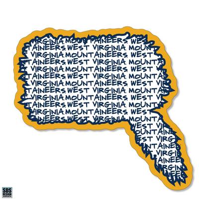 West Virginia 3.25 Inch Text Fill Cap Tiger Rugged Sticker Decal