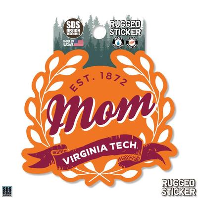 Virginia Tech 3.25 Inch Mom Leaves Rugged Sticker Decal