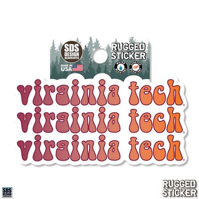 Virginia Tech 3.25 Inch Retro Fade Rugged Sticker Decal