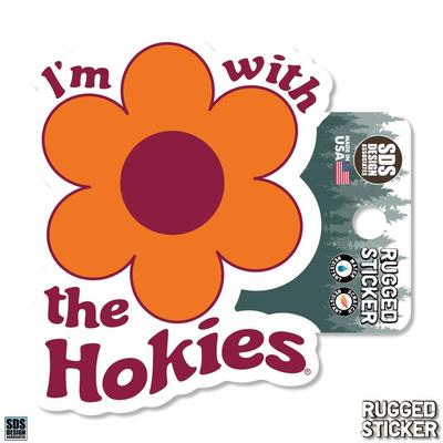 Virginia Tech 3.25 Inch I'm with Flower Rugged Sticker Decal