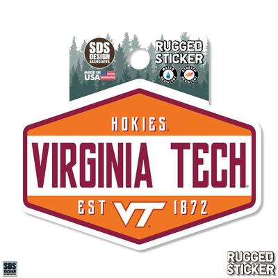 Virginia Tech 3.25 Inch Hexagon Badge Rugged Sticker Decal