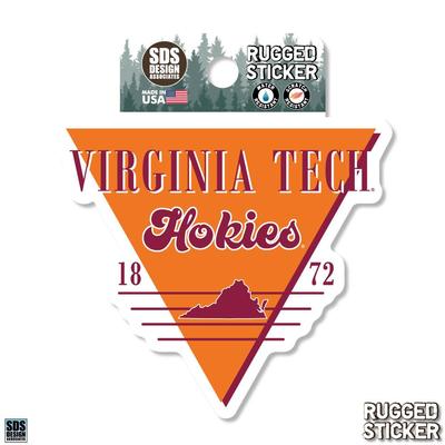 Virginia Tech 3.25 Inch Retro Triangle Rugged Sticker Decal