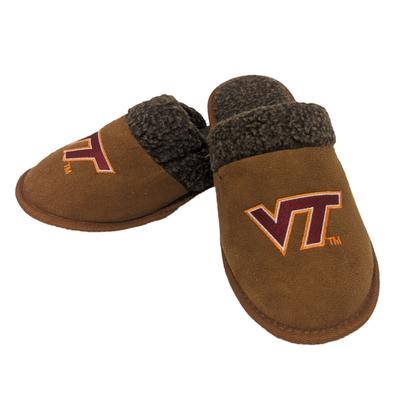 Virginia Tech Men's Brown Sherpa Scuff Moccasin Slippers