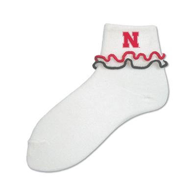 Nebraska Girl's Double Ripple Edge Anklet Socks