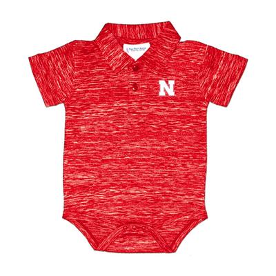 Nebraska Infant Space Dye Golf Polo Creeper