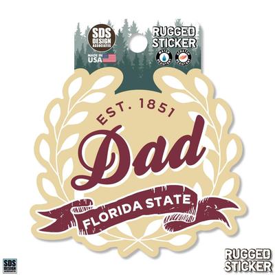 Florida State 3.25 Inch Dad Leaves Rugged Sticker Decal