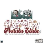  Florida State 3.25 Inch Wildflowers Script Rugged Sticker Decal