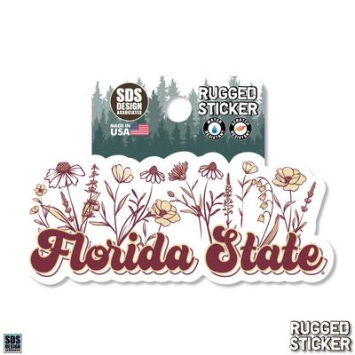 Florida State 3.25 Inch Wildflowers Script Rugged Sticker Decal