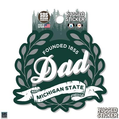 Michigan State 3.25 Inch Dad Leaves Rugged Sticker Decal