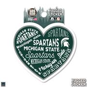  Michigan State 3.25 Inch Type Fill Heart Rugged Sticker Decal