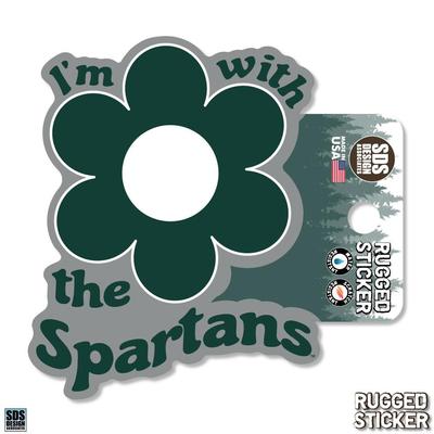Michigan State 3.25 Inch I'm with Flower Rugged Sticker Decal
