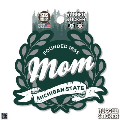 Michigan State 3.25 Inch Mom Leaves Rugged Sticker Decal