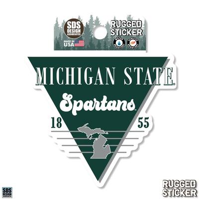 Michigan State 3.25 Inch Retro Triangle Rugged Sticker Decal
